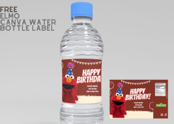 (Free Editable) Elmo Canva Birthday Water Bottle Labels