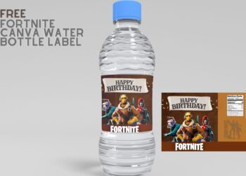 (Free Editable) Fortnite Canva Birthday Water Bottle Labels