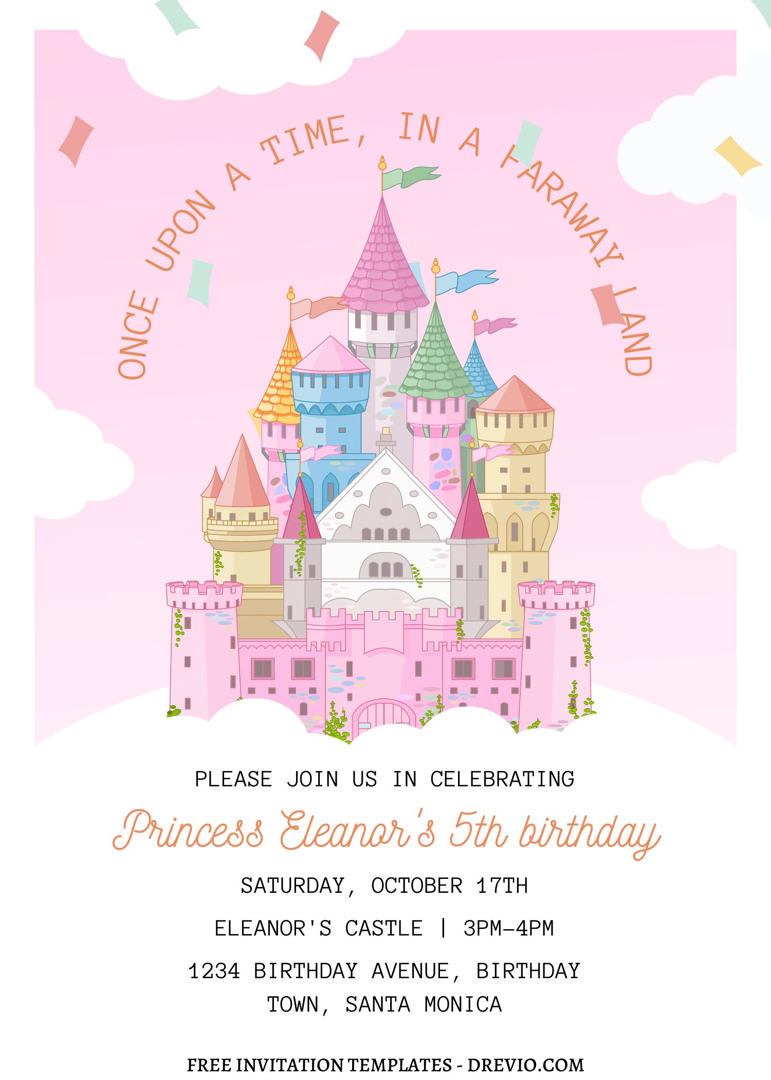 11 Magical Disney Princess Castle Canva Birthday Invitation Templates