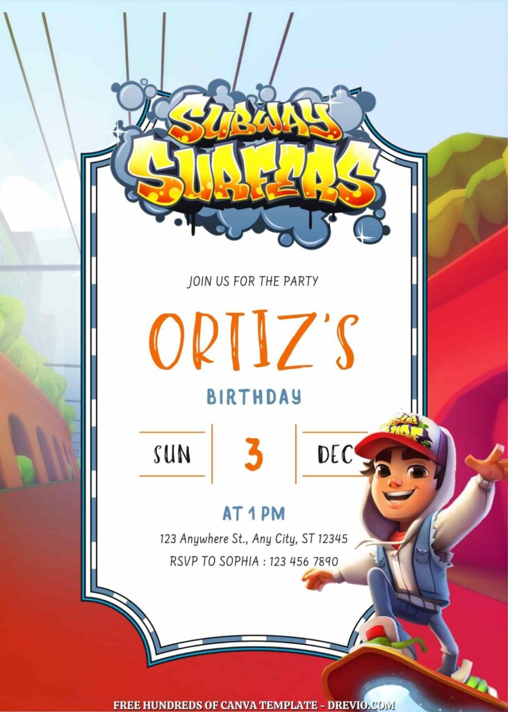 Free Subway Surfers Birthday Invitations