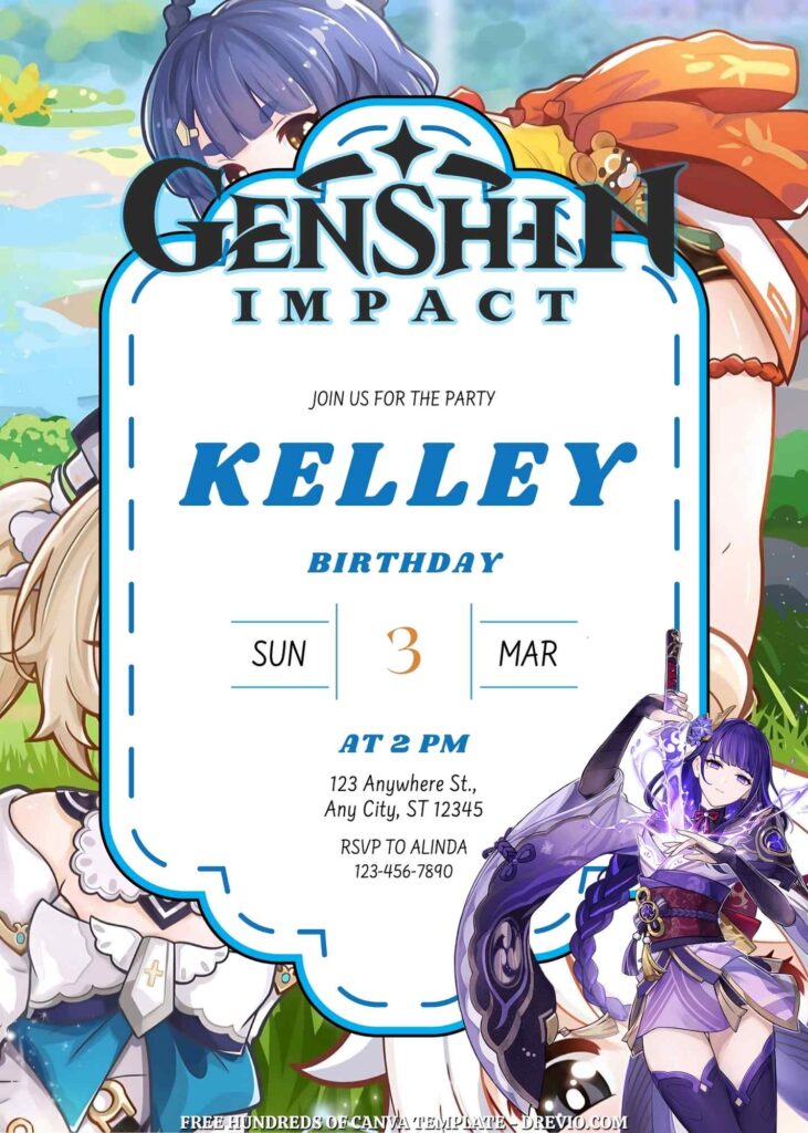 Free Genshin Impact Birthday Invitations