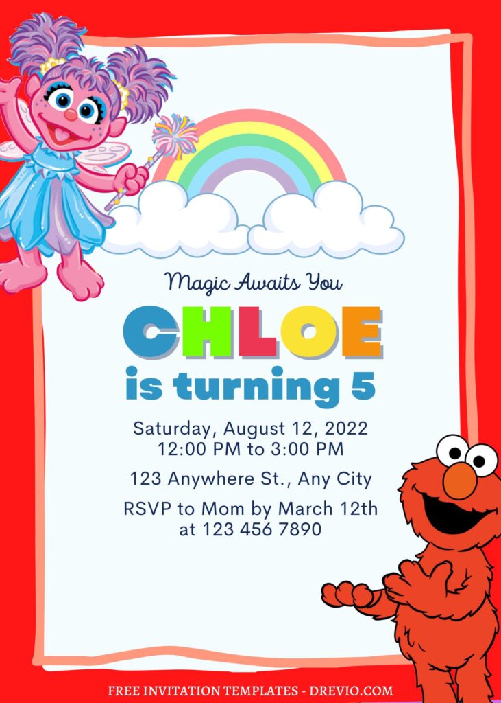 Invitation Template of 8+ Simply Cute Rainbow Elmo & Friends Canva Birthday Invitation Templates 2