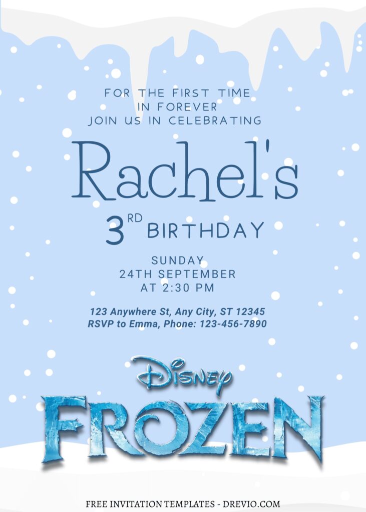 Invitation Template of 11+ Beautiful Snowfall Disney Frozen Canva Birthday Invitation Templates 5