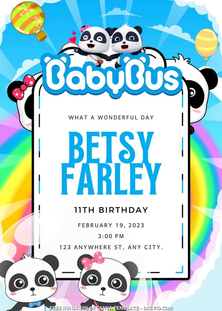 Invitation Template of 16+ BabyBus Canva Birthday Invitation Templates 1