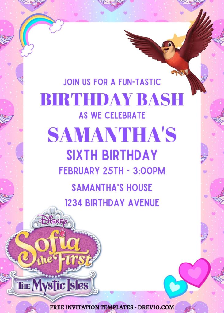 Invitation Template of 10+ Gleaming Pink Princess Sofia Canva Birthday Invitation Templates 2