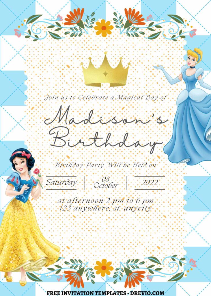 9+ Ultimate Disney Princess Celebration Canva Birthday Invitation Templates  with Cinderella