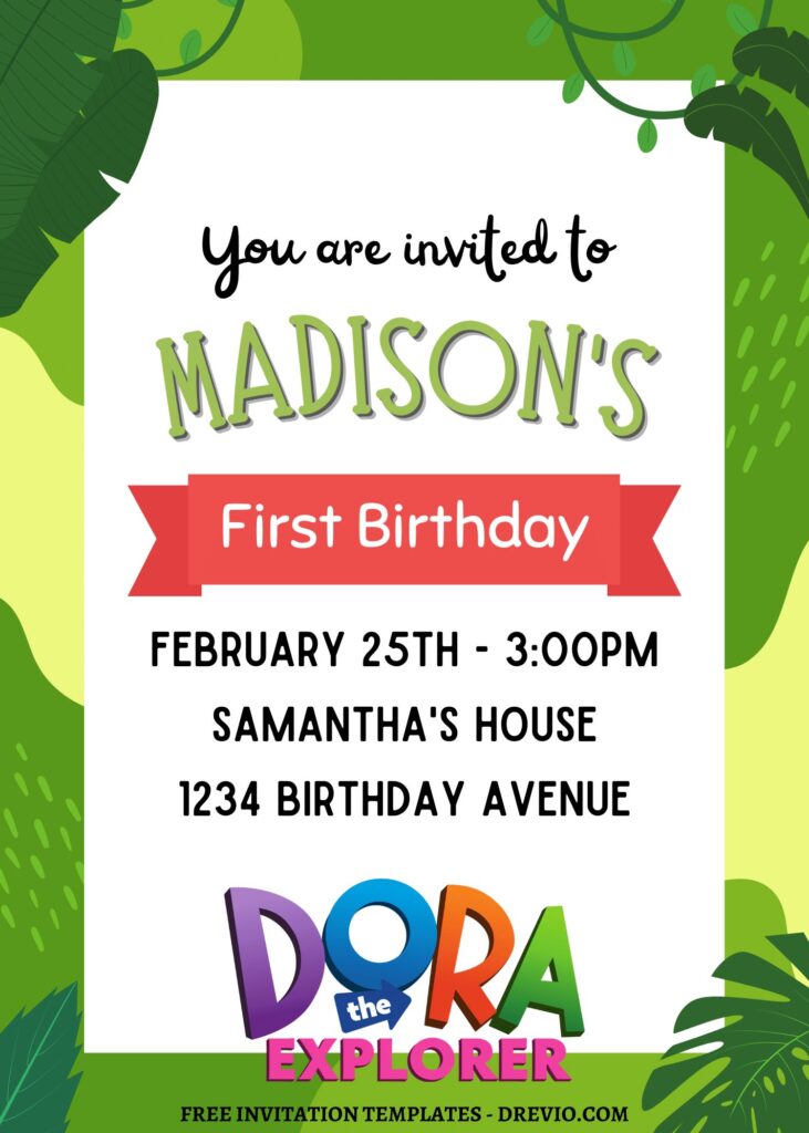 Invitation Template of 10+ Jungle Dora The Explorer Canva Birthday Invitation Templates 4