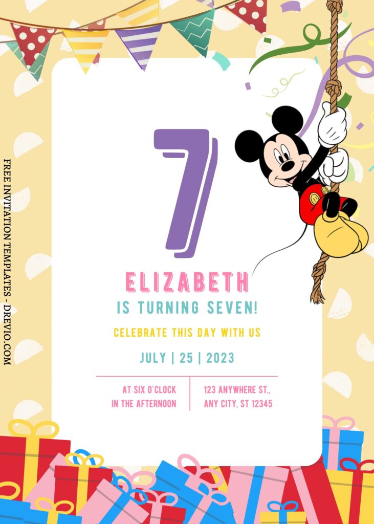 11+ Fun Mickey Mouse Clubhouse Canva Birthday Invitation Templates  with adorable mickey mouse
