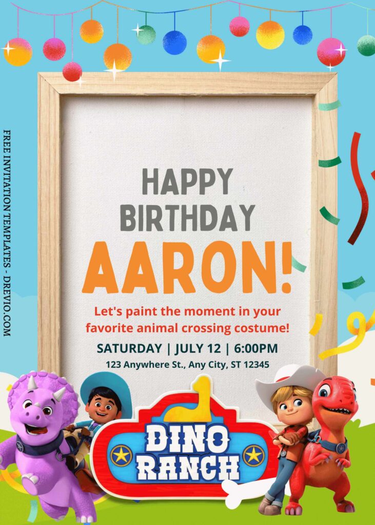 10+ Dino Ranch Party Park Canva Birthday Invitation Templates with Miguel and Tango