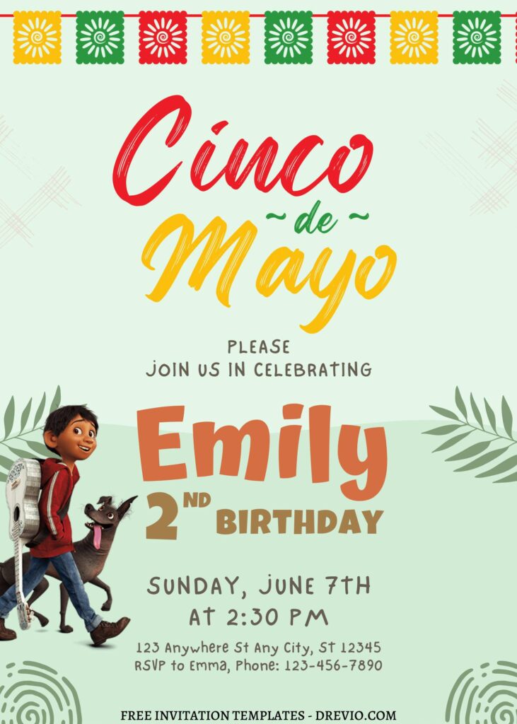 10+ Festive Cinco De Mayo Coco Canva Birthday Invitation Templates with Coco