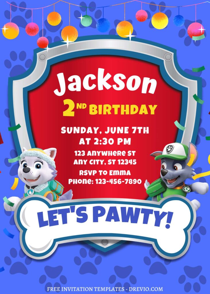 8+ Totally PAW-SOME PAW Patrol Canva Birthday Invitation Templates with Everest