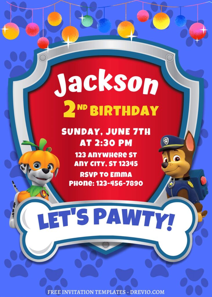 8+ Totally PAW-SOME PAW Patrol Canva Birthday Invitation Templates with editable text