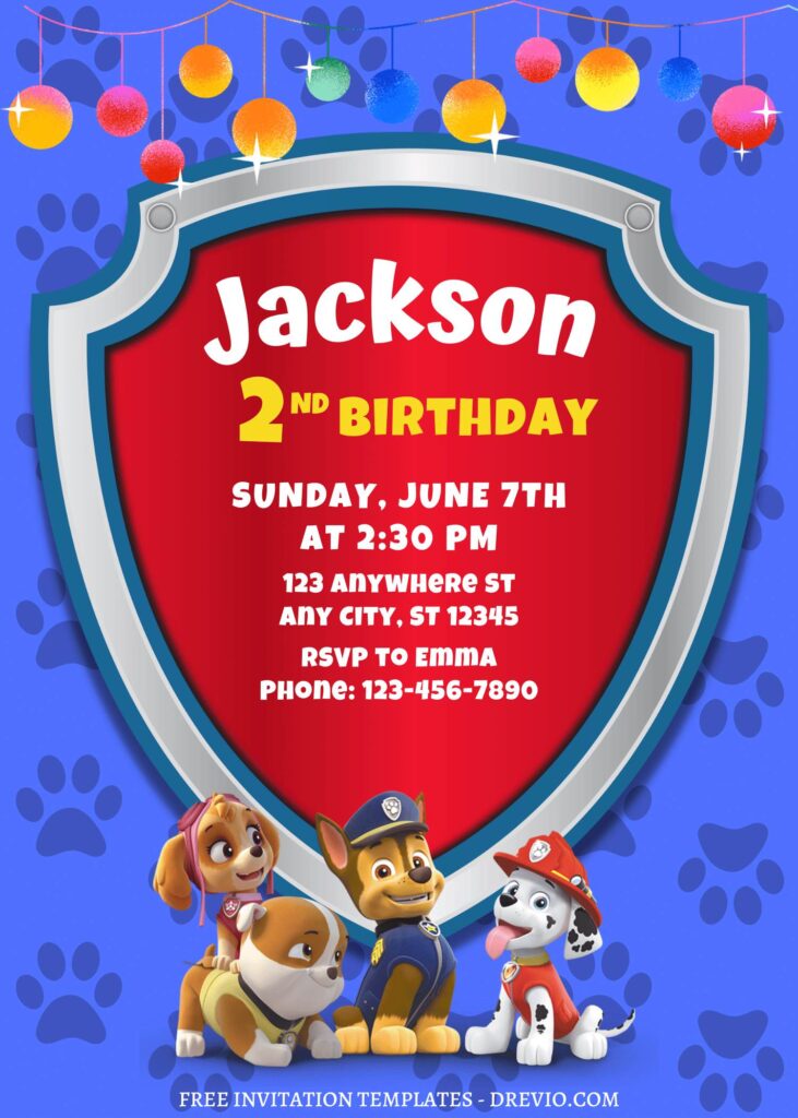 8+ Totally PAW-SOME PAW Patrol Canva Birthday Invitation Templates with Skye