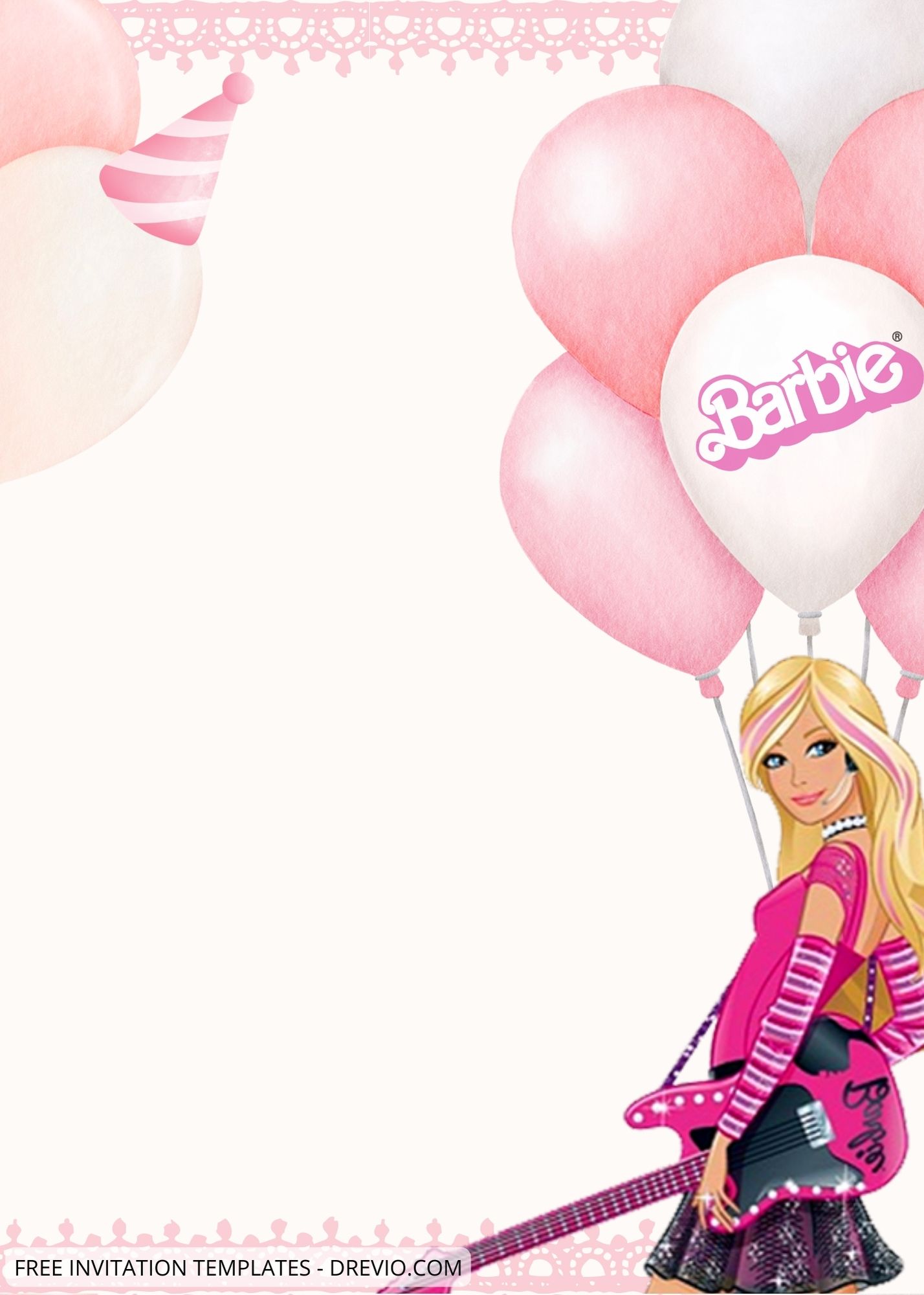 Blank Pink Barbie Party Canva Birthday Invitation Templates Nine