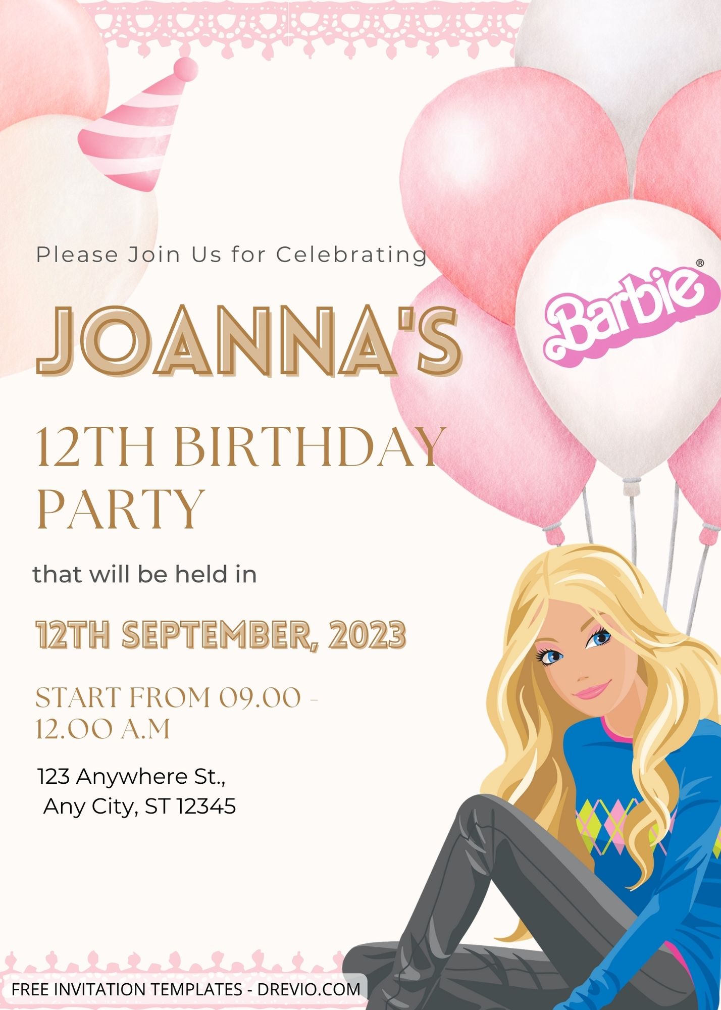 10+ Pink Barbie Party Canva Birthday Invitation Templates One