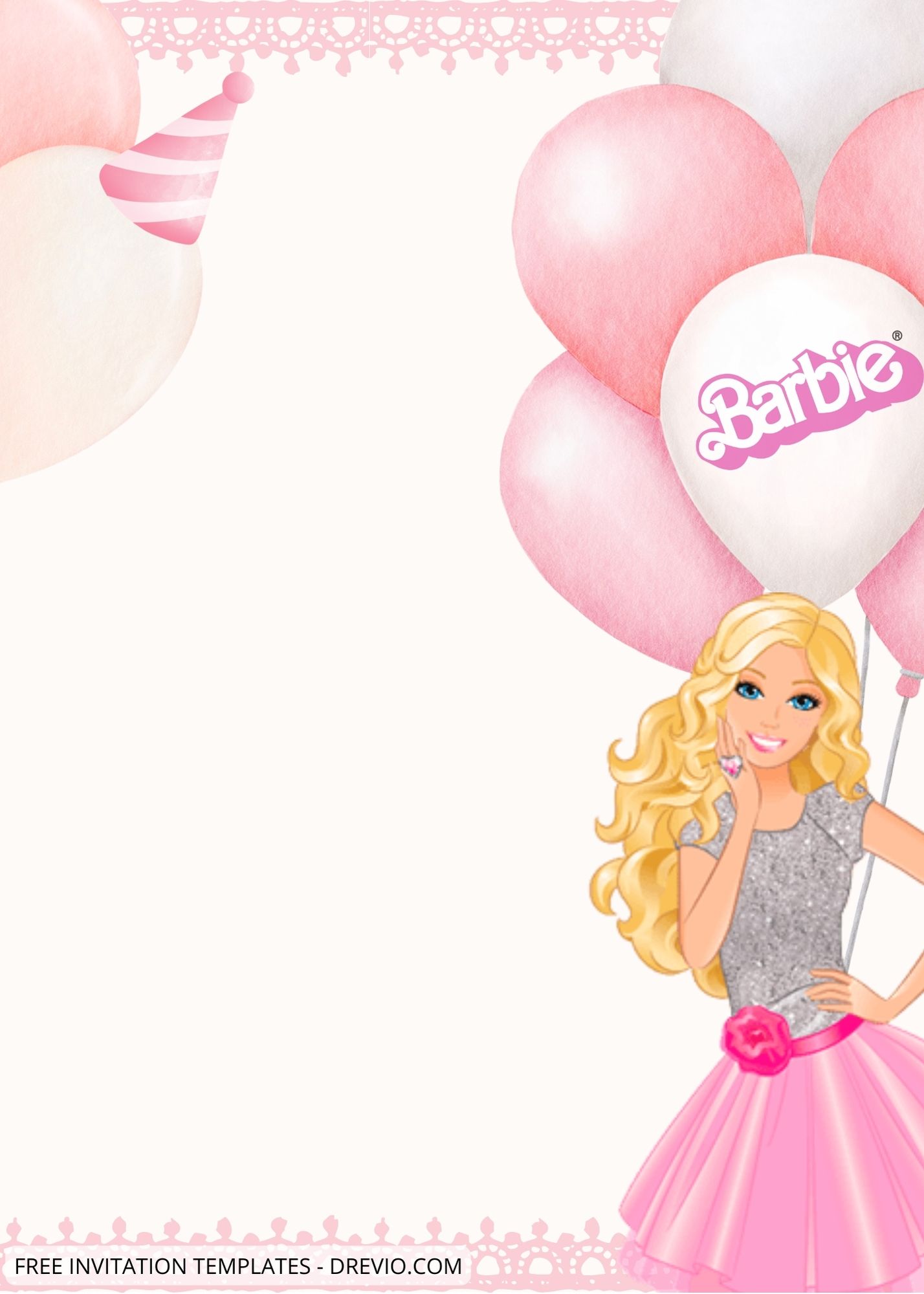 Blank Pink Barbie Party Canva Birthday Invitation Templates Ten