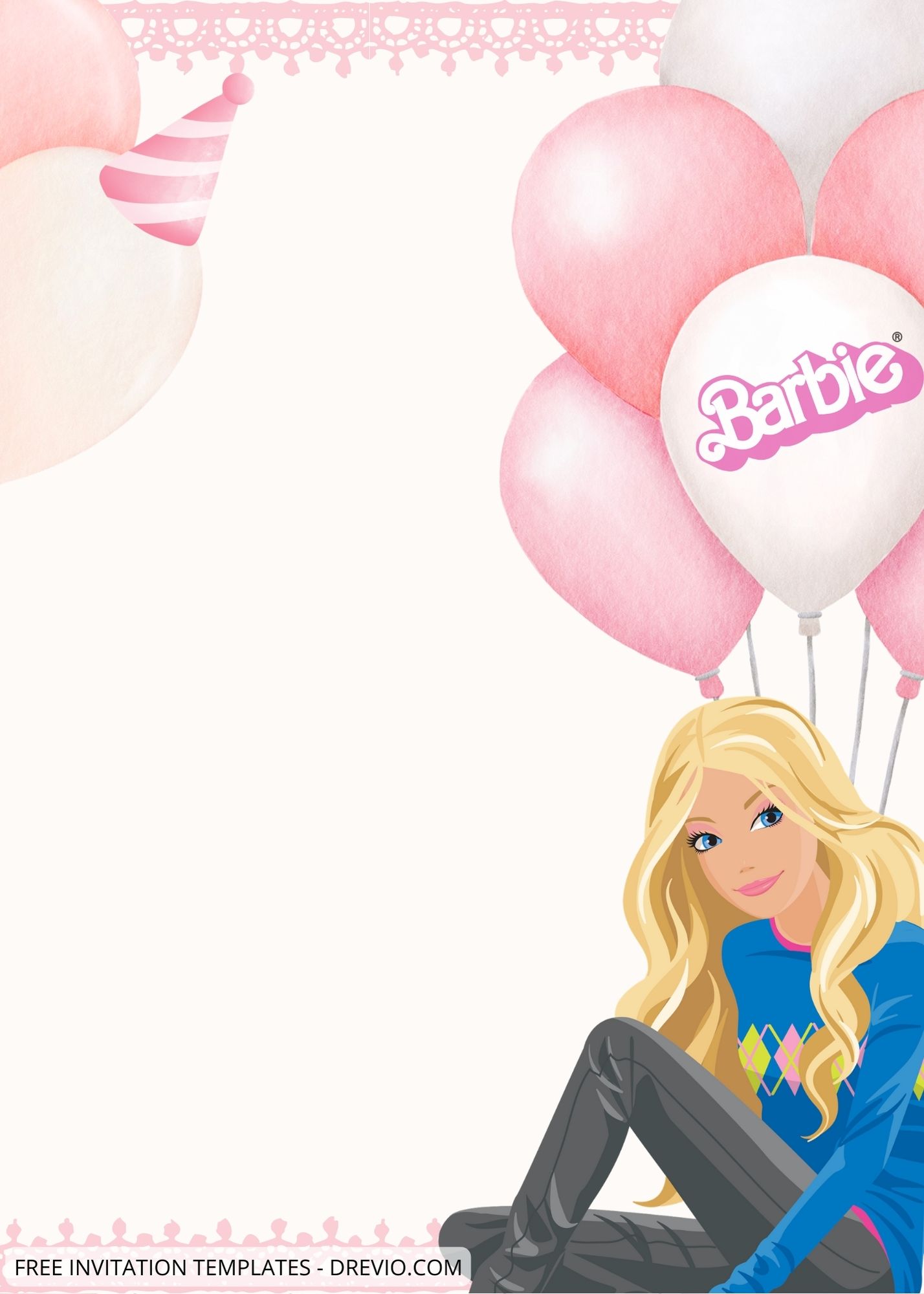 Blank Pink Barbie Party Canva Birthday Invitation Templates Two