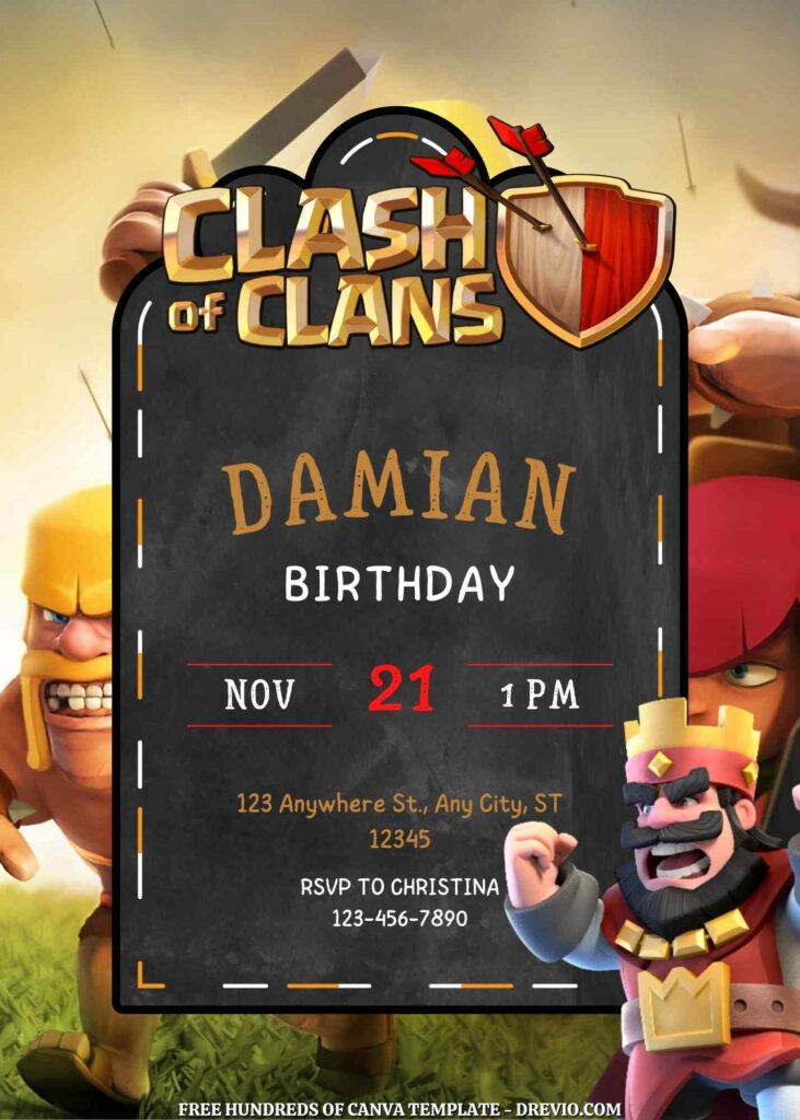 Free Clash of Clans Birthday Invitations