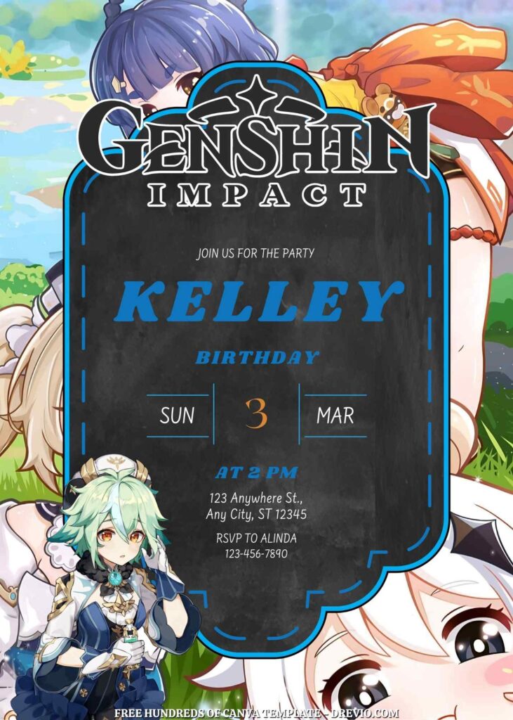 Free Genshin Impact Birthday Invitations