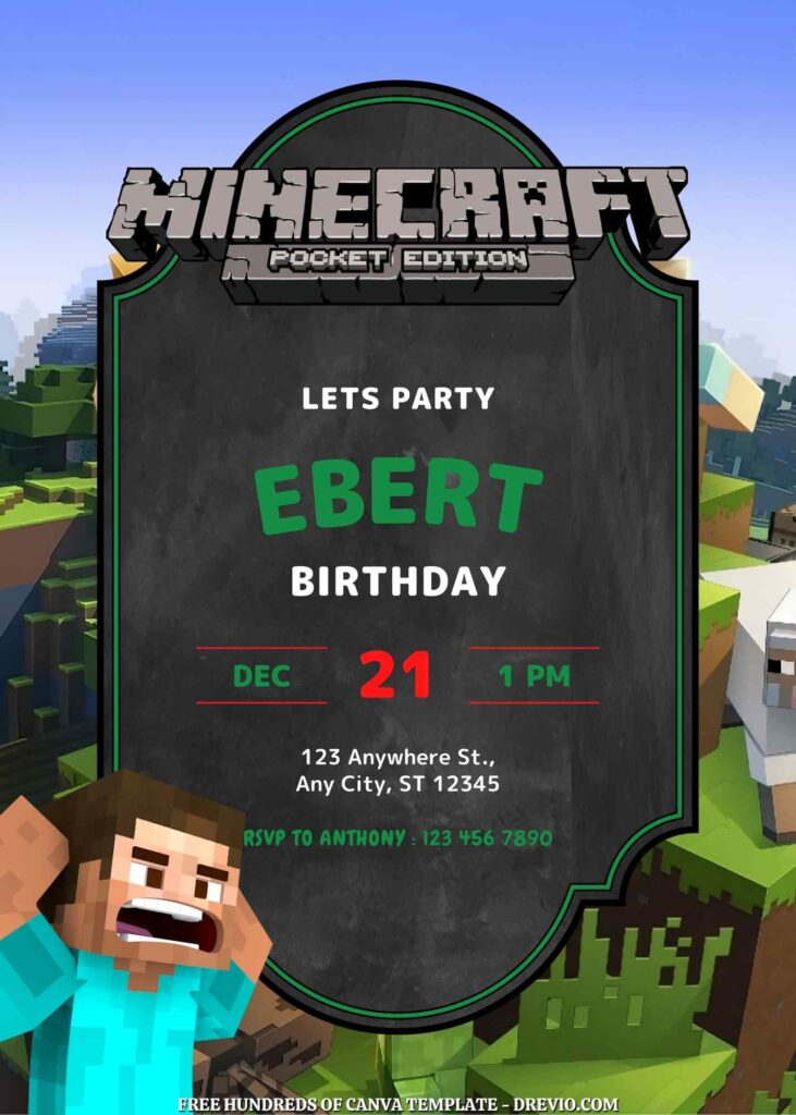 Free Minecraft Birthday Invitations