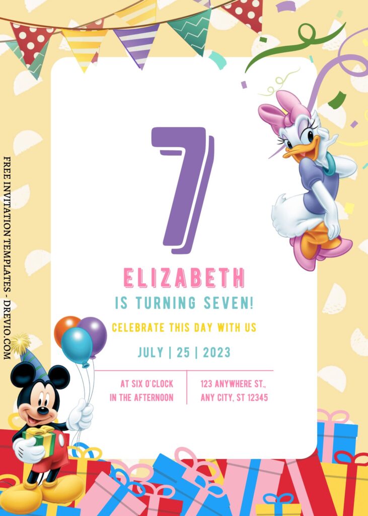 11+ Fun Mickey Mouse Clubhouse Canva Birthday Invitation Templates  with daisy duck