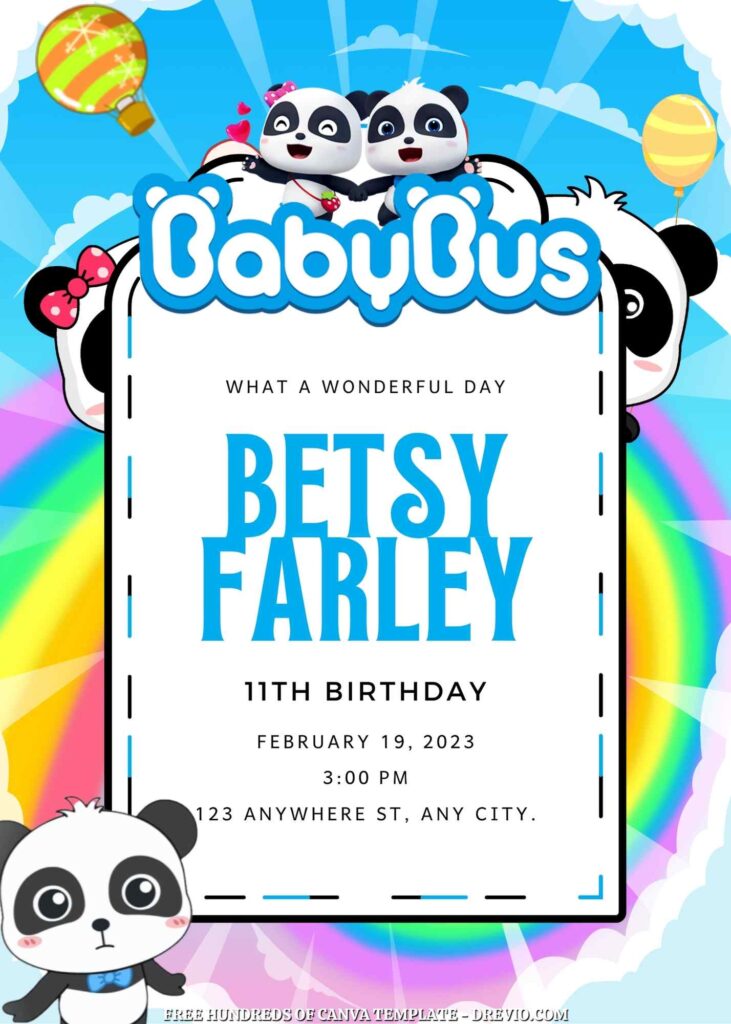 Invitation Template of 16+ BabyBus Canva Birthday Invitation Templates 11