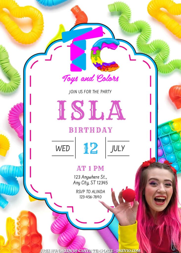 Free Toys and Colors Birthday Invitations