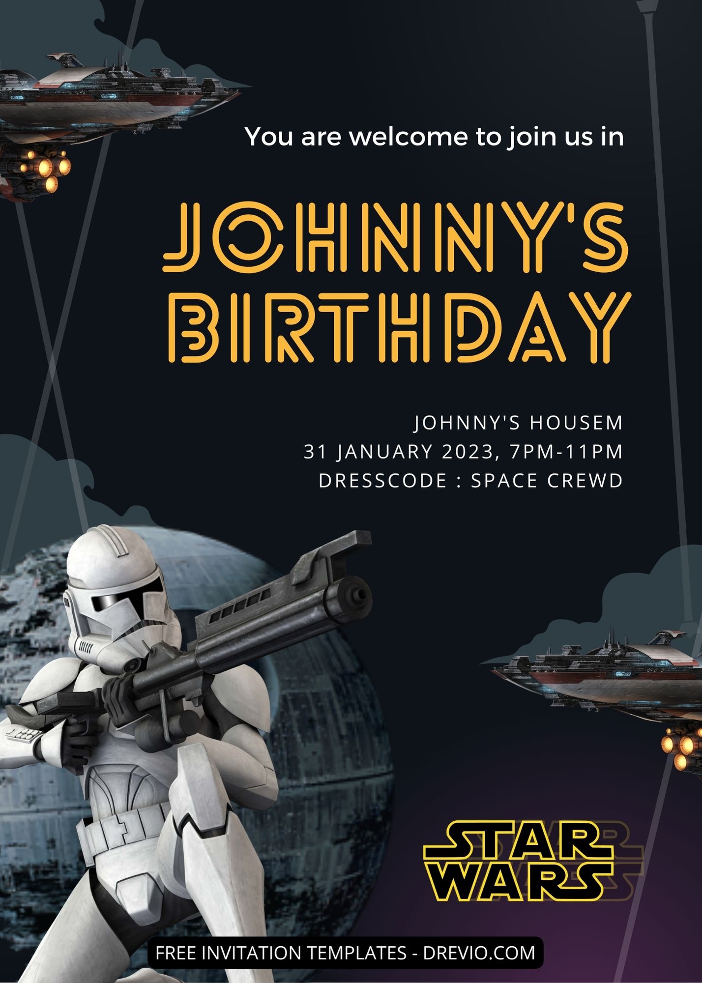 11+ Galactic Party With Star Wars Canva Birthday Invitation Templates One 