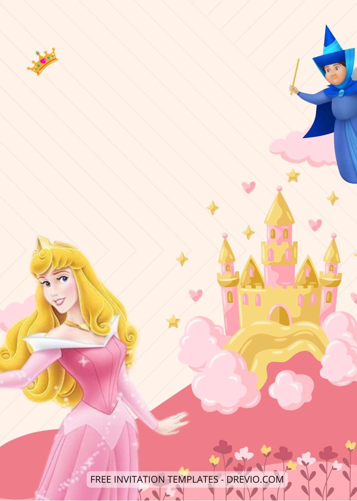 Blank Princess Party With Aurora Canva Birthday Invitation Templates Four