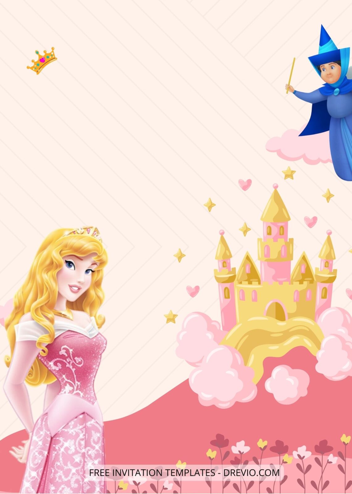 Blank Princess Party With Aurora Canva Birthday Invitation Templates Nine