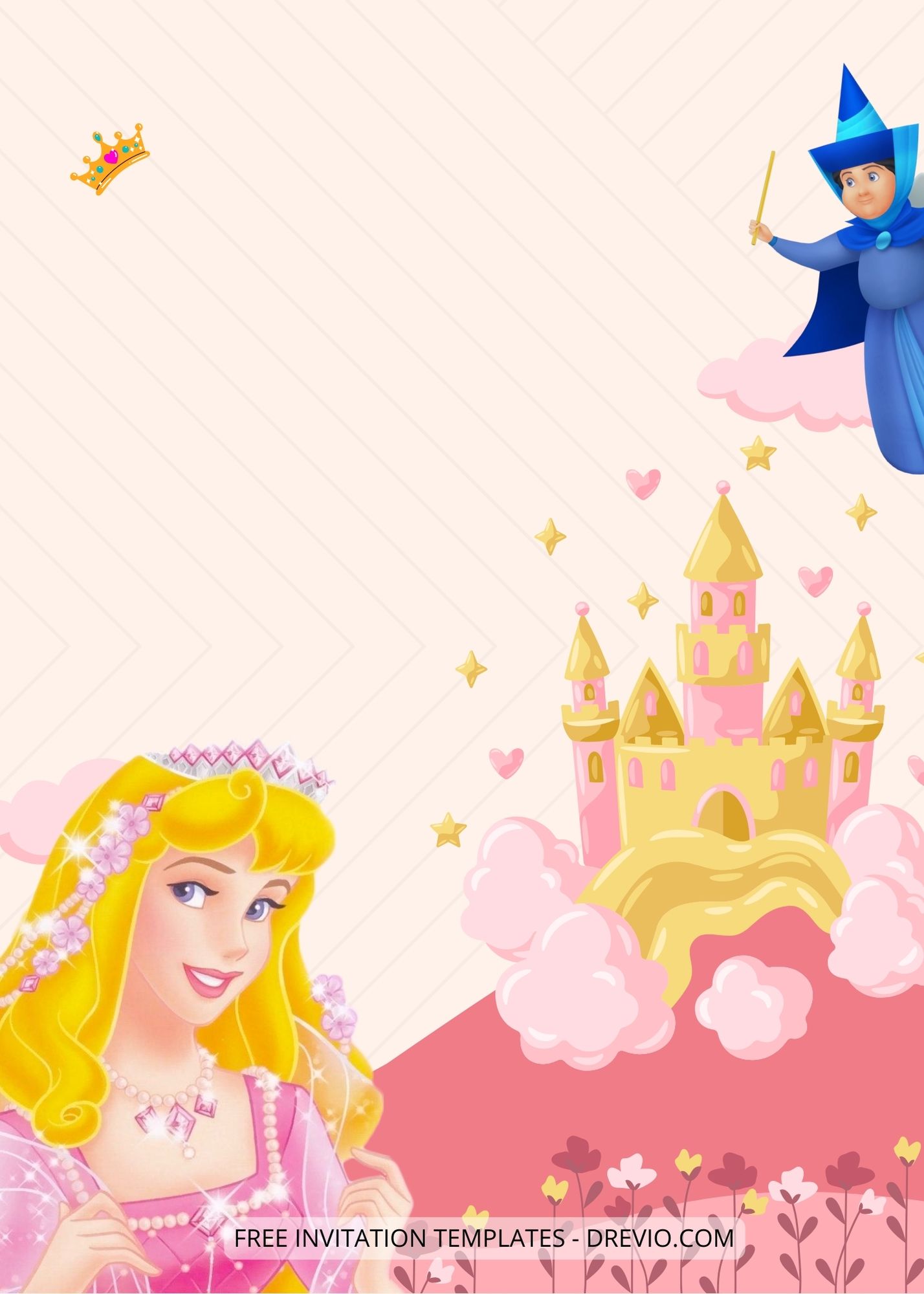 Blank Princess Party With Aurora Canva Birthday Invitation Templates Three