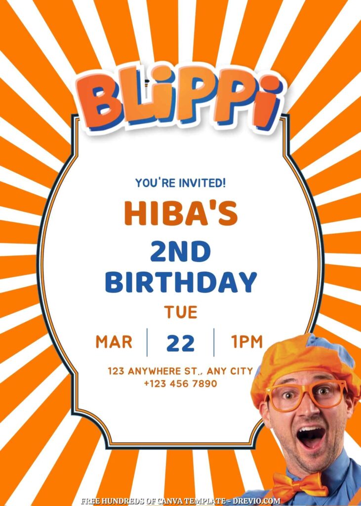 Free Blippi Birthday Invitations