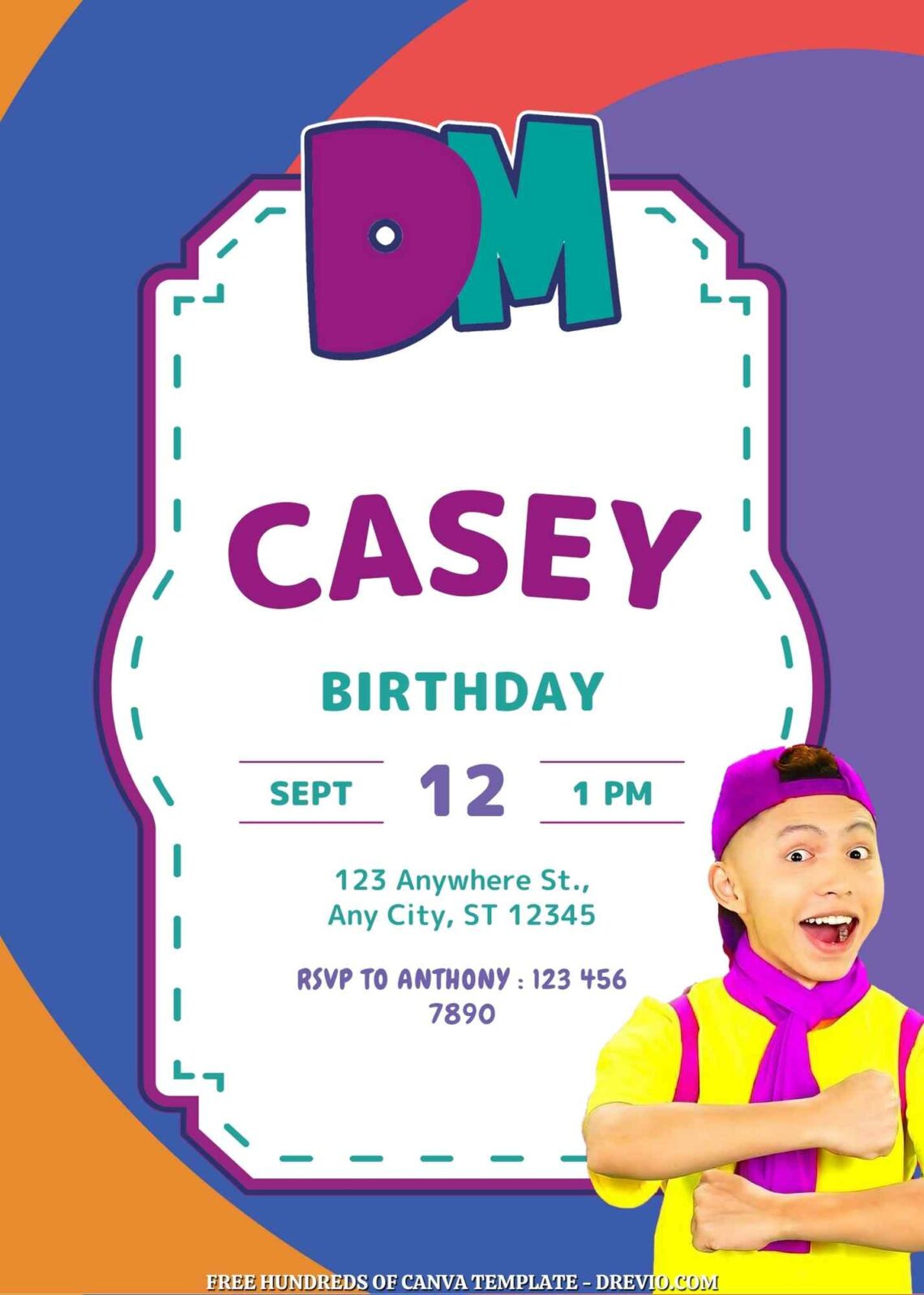 Free Custom Dominiko Kids Canva Birthday Invitations
