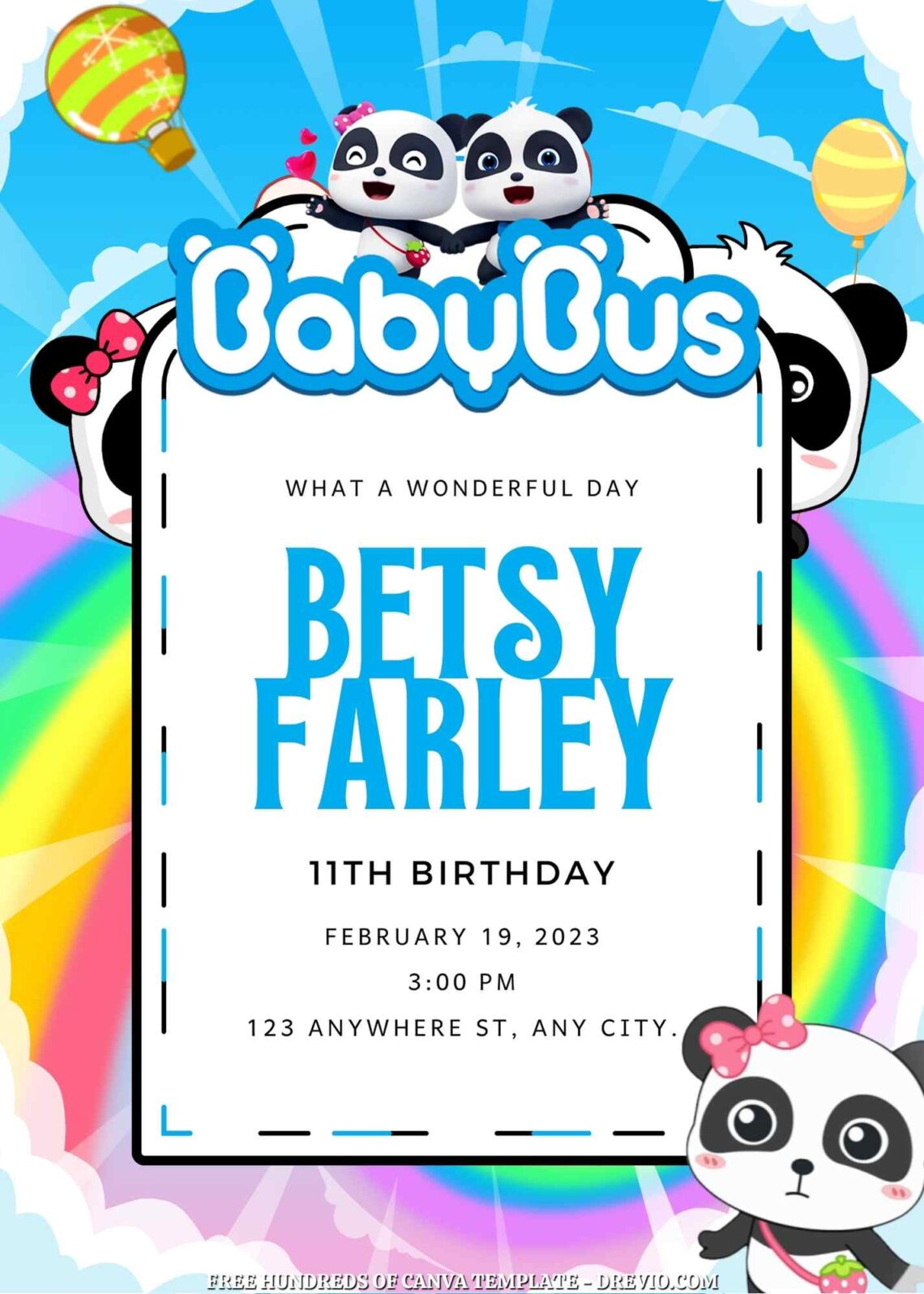 Free Custom BabyBus Birthday Invitation