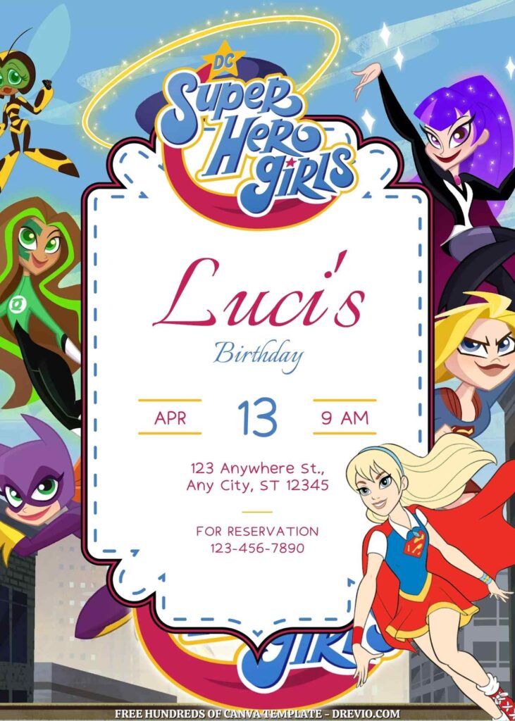 Free DC SuperHero Girls Birthday Invitations