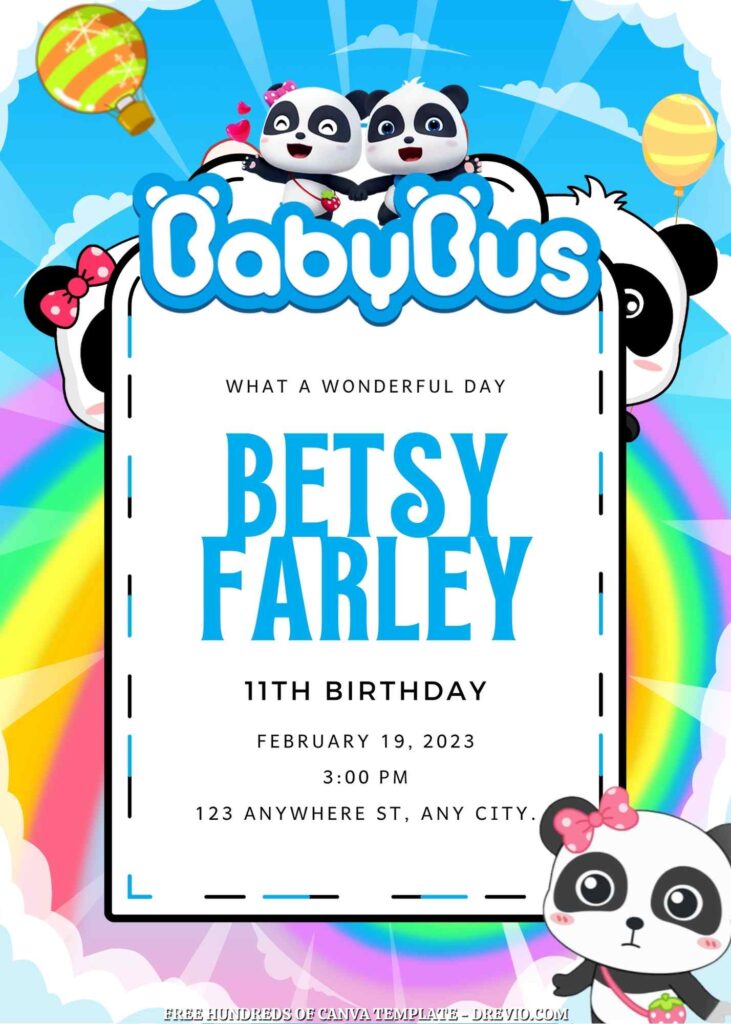 Invitation Template of 16+ BabyBus Canva Birthday Invitation Templates 13