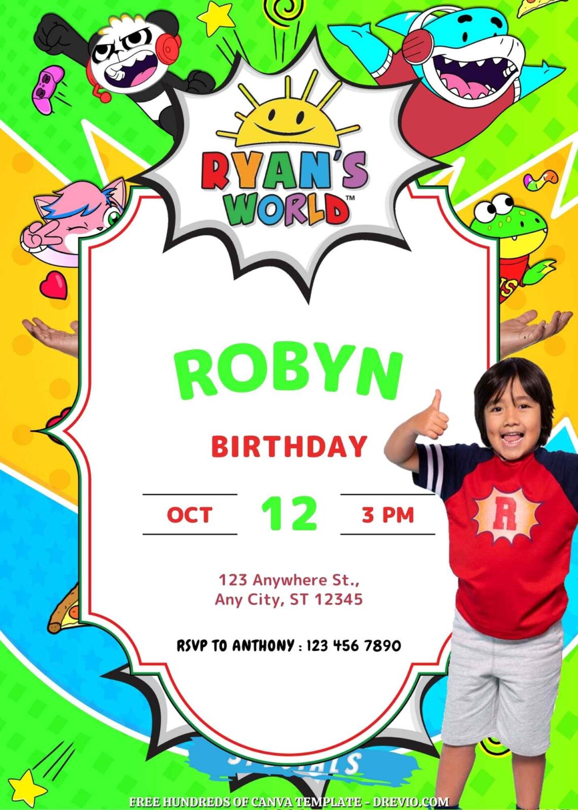 Free Ryan's World Birthday Invitations