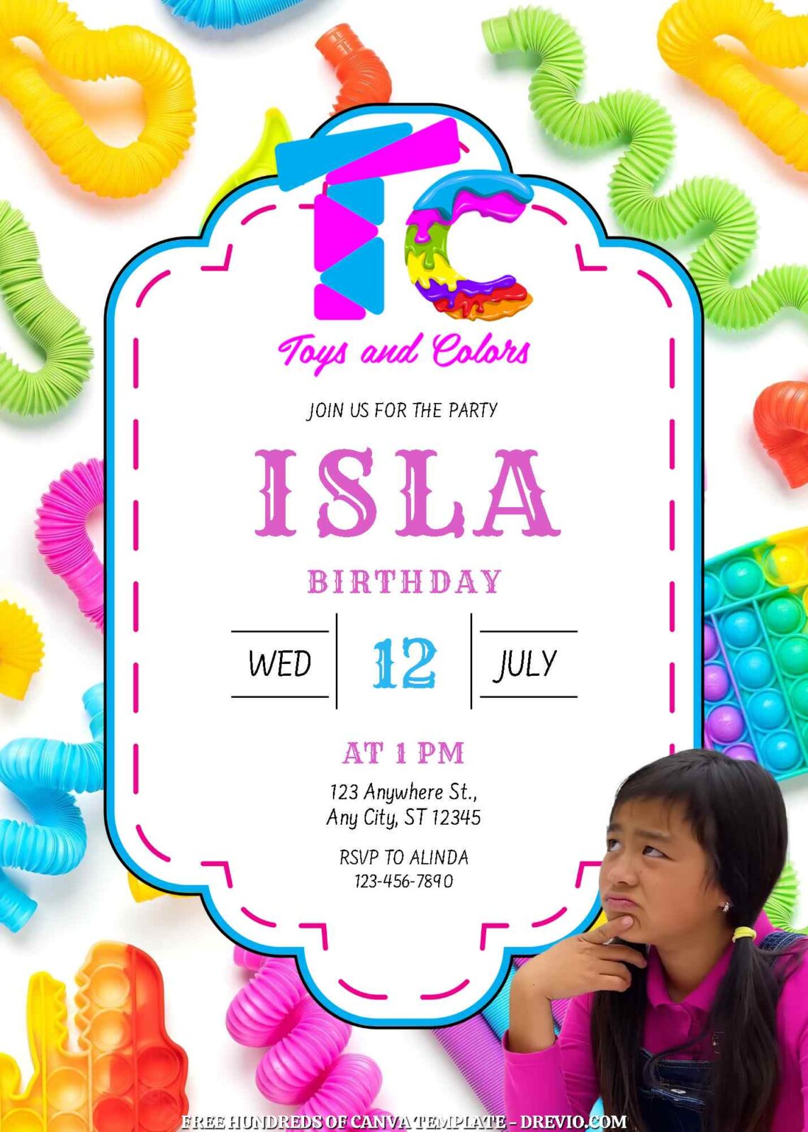 Free Toys and Colors Birthday Invitations