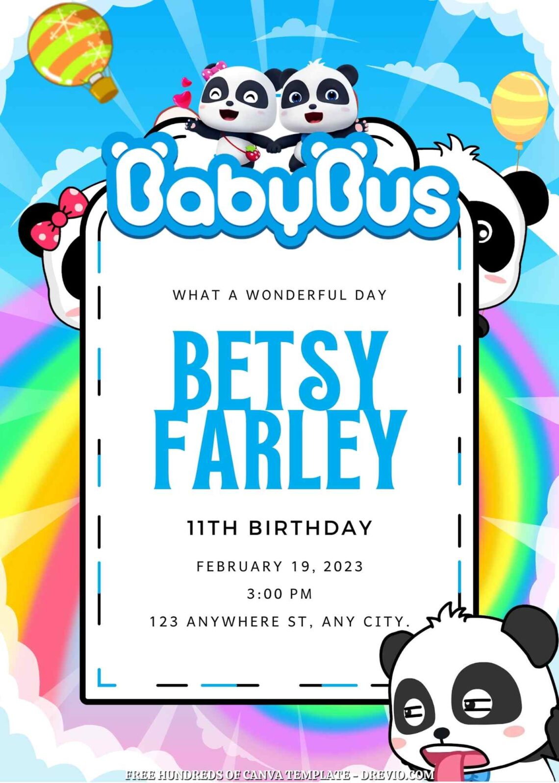 Free Custom BabyBus Birthday Invitation