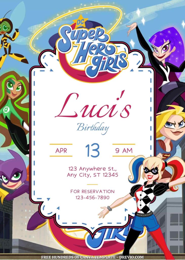 Free DC SuperHero Girls Birthday Invitations