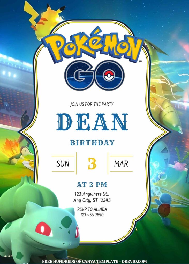 Free Pokemon Go Birthday Invitations