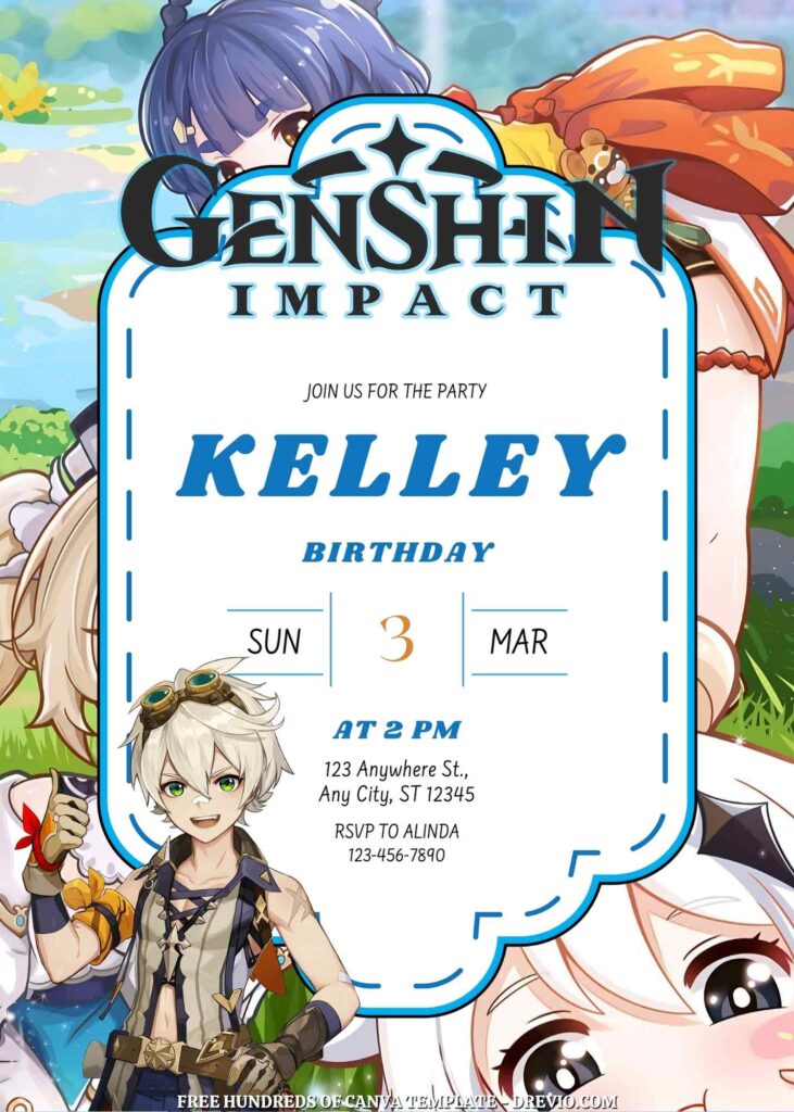 Free Genshin Impact Birthday Invitations