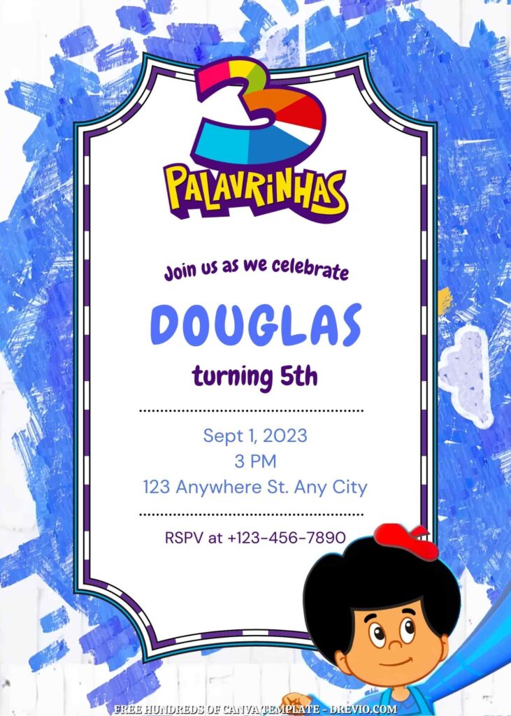 Free Custom 3 Palavrinhas Birthday Invitation