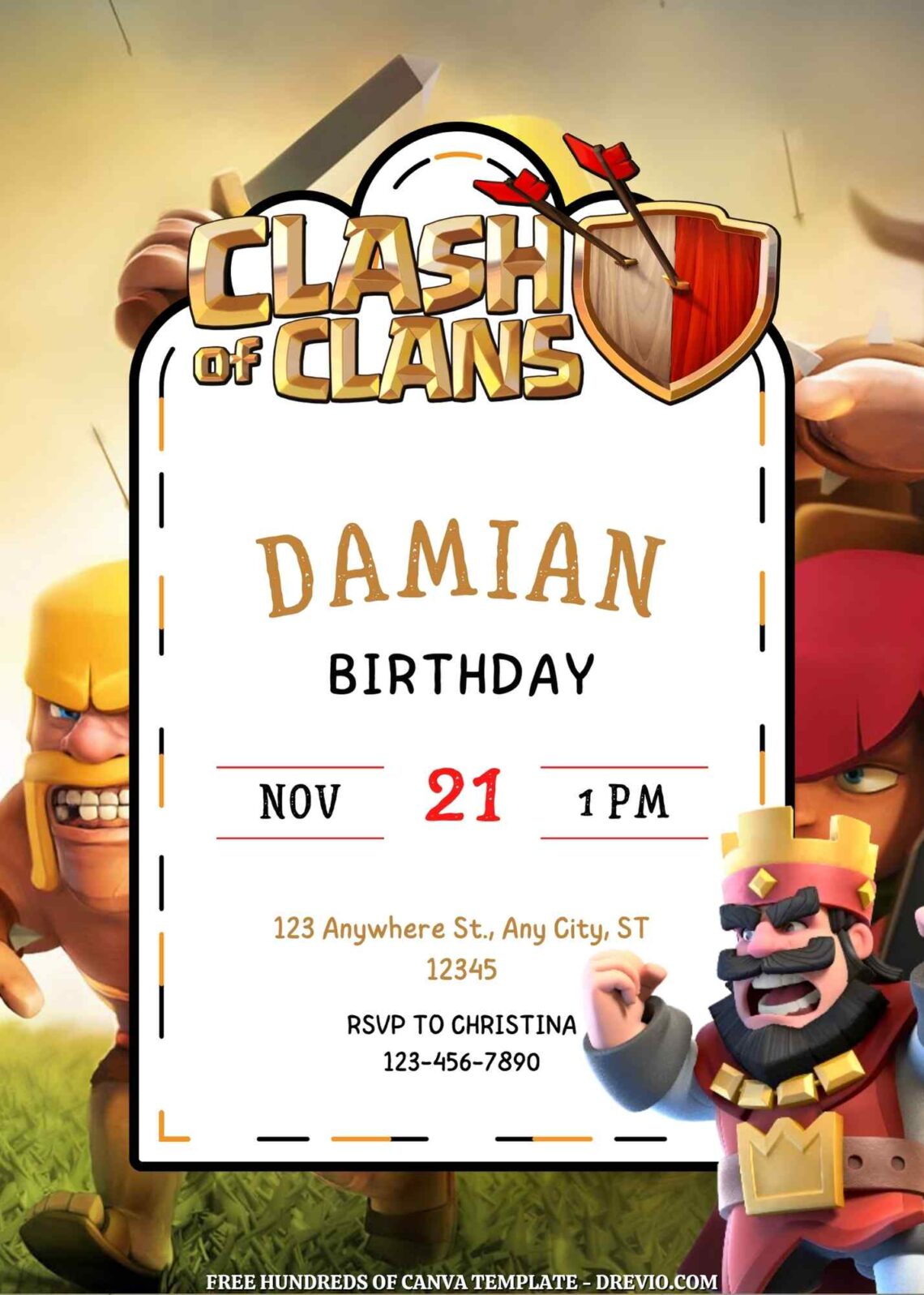 Free Clash of Clans Birthday Invitations