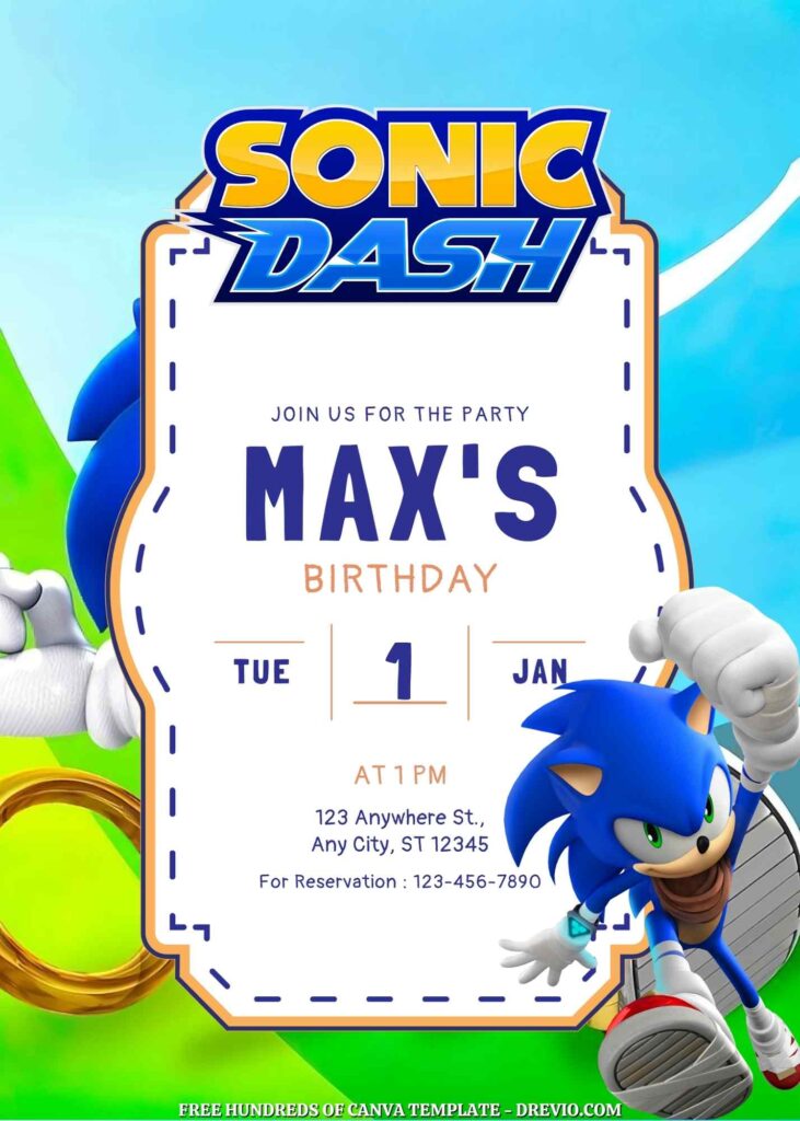Free Sonic Dash Birthday Invitations