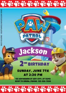 7+ PAW Patrol Canva Birthday Invitation Templates - Drevio : Free And ...