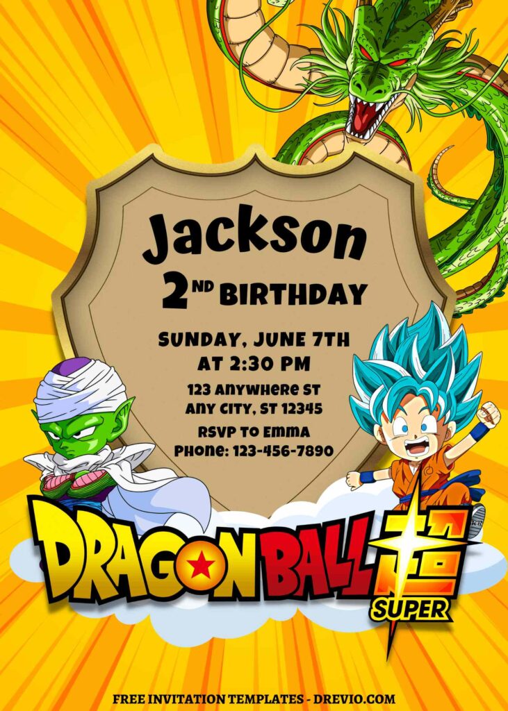 Invitation Template of 8+ Epic Dragonball Z Canva Birthday Invitation Templates 1