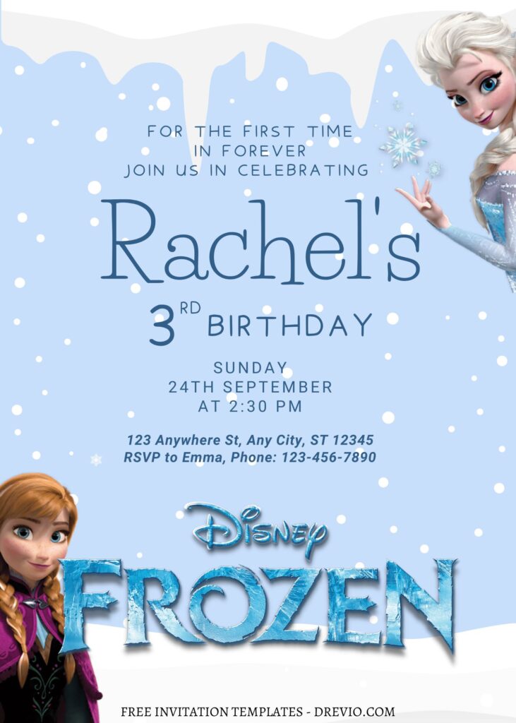 Invitation Template of 11+ Beautiful Snowfall Disney Frozen Canva Birthday Invitation Templates 4