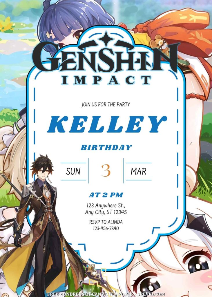 Free Genshin Impact Birthday Invitations