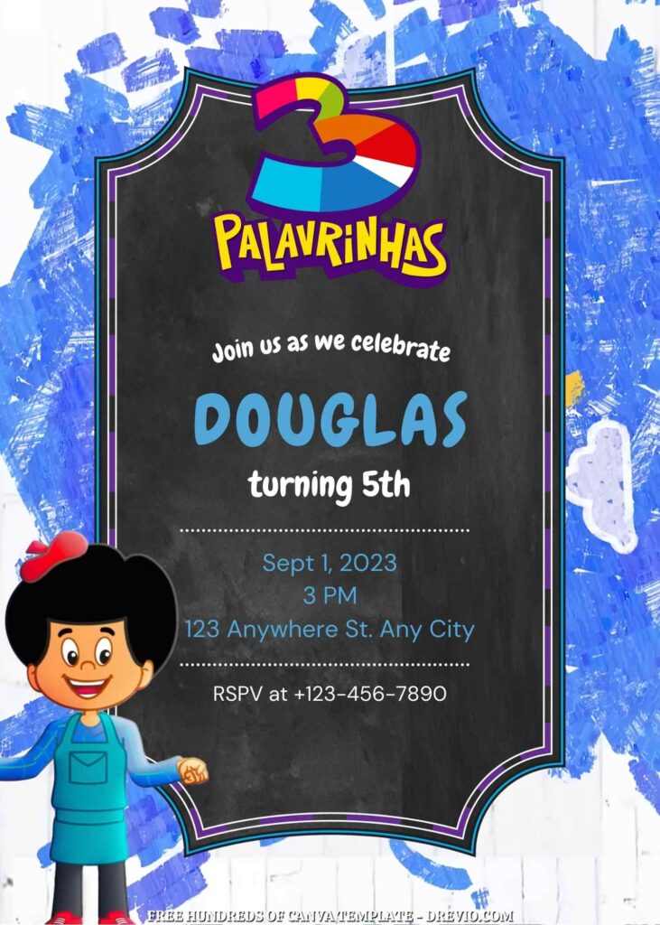 Free Custom 3 Palavrinhas Birthday Invitation